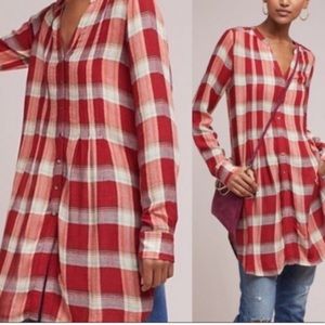 NWot ANTHROPOLOGIE Akemi Kin Lucie Plaid Red Tunic